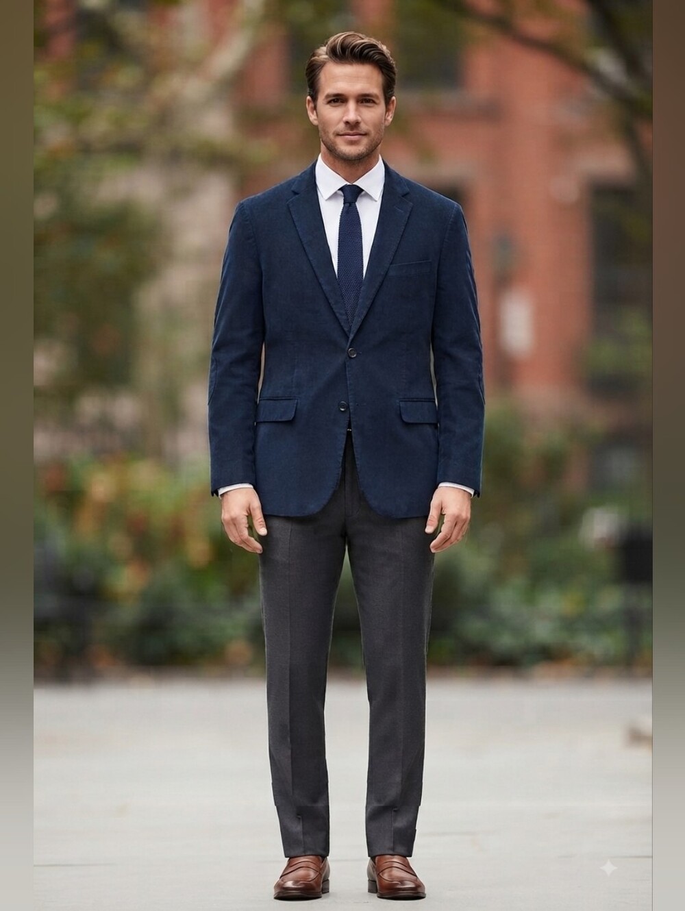 Sergio Martini Blue Corduroy Blazer - Classic Single-Breasted XL Jacket New